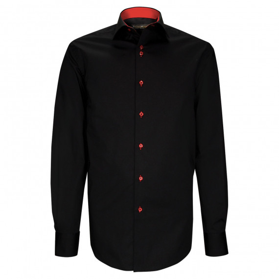 Camisa negra lisa de corte recto CLAROSSO AE11EB1