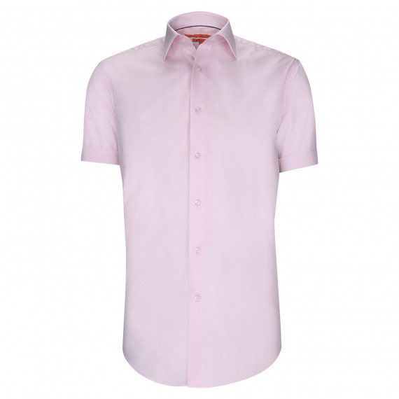 Camisa lisa, entallada y de manga corta