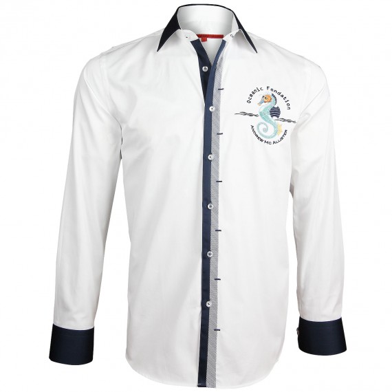 Chemise brodée BLUE WORLD Andrew Mc Allister Y7AM1