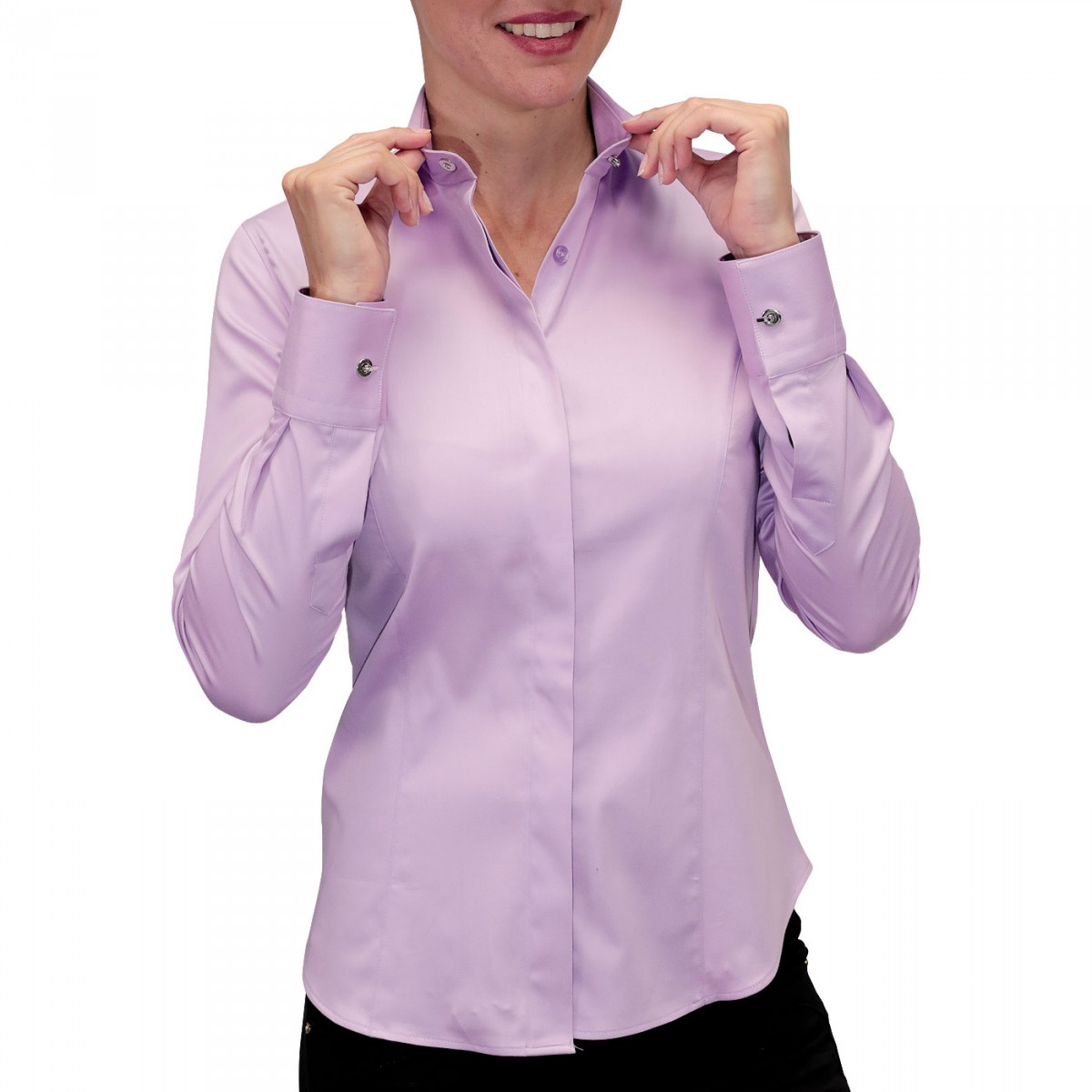 Concentración Atajos Casco camisa mujer puños frances con botones metal tipo gemelos