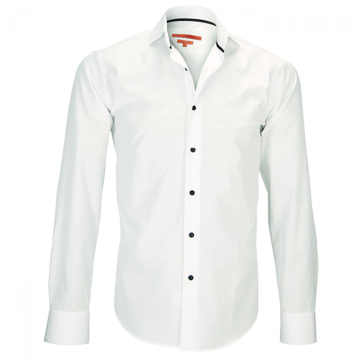 Camisa blanca cuello italiano slim fit hombre